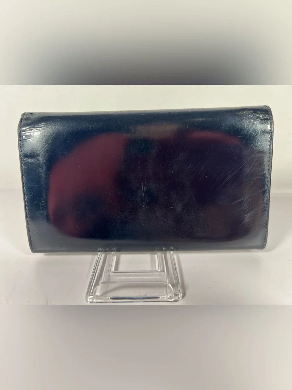 1260: Gucci Vintage Black Leather Long Bifold Wallet Italy